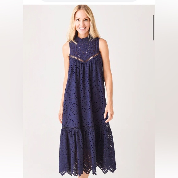 BB DAKOTA Women's Good To Sea You
Dress Elegant Navy Eyelet Dress Sz:XS P - Picture 1 of 16